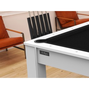 Billard Arizona 7 pieds convertible en table à manger - 8 personnes - Coloris blanc boisé tapis noir