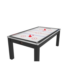 Air Hockey Toronto 7 pieds convertible en table à manger - 8 personnes - Coloris noir grainé avec surface blanche