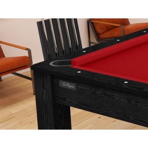Billard Arizona 7 pieds convertible en table à manger - 8 personnes - Coloris noir boisé tapis rouge