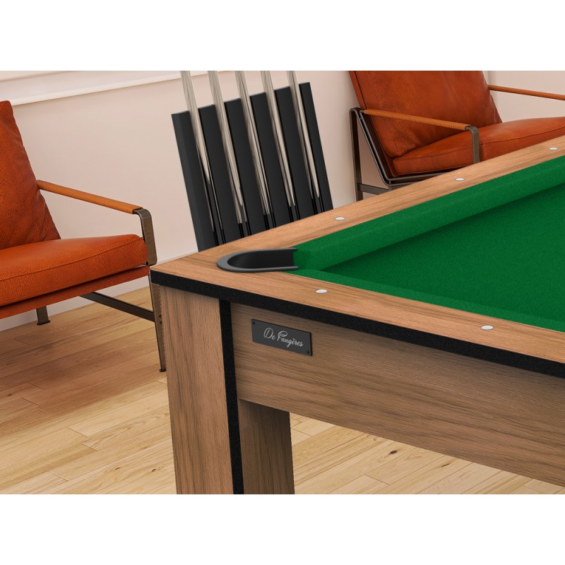 Billard Arizona 7 pieds convertible en table à manger - 8 personnes - Coloris hetre boisé tapis vert