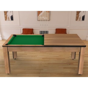 Billard Arizona 7 pieds convertible en table à manger - 8 personnes - Coloris hetre boisé tapis vert