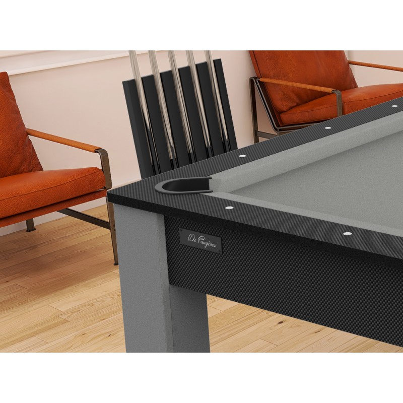 Billard Arizona 7 pieds convertible en table à manger - 8 personnes - Coloris carbone tapis gris