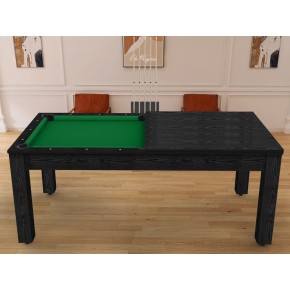 Billard Arizona 7 pieds convertible en table à manger - 8 personnes - Coloris noir boisé tapis vert