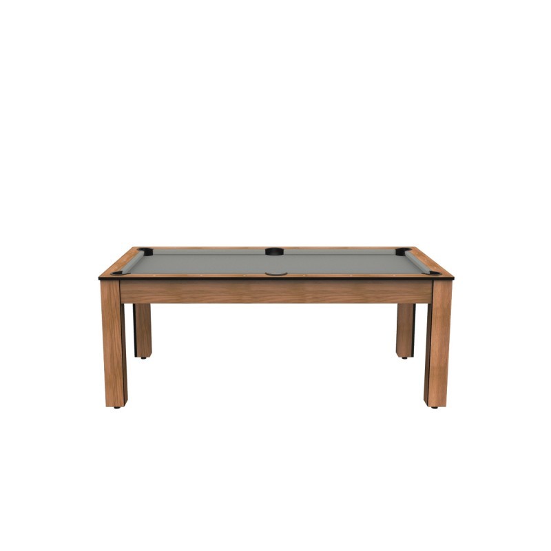 Billard Arizona 7 Pieds Convertible en Table - Hêtre Boisé, Tapis Gris